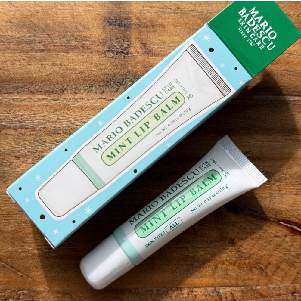 NWT NIB Mario Badescu Mint Lip Balm in White and Green
